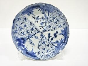 古伊万里　染付　花唐草　七寸皿